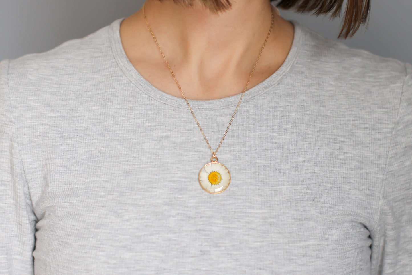 gold custom resin necklace flower preservation