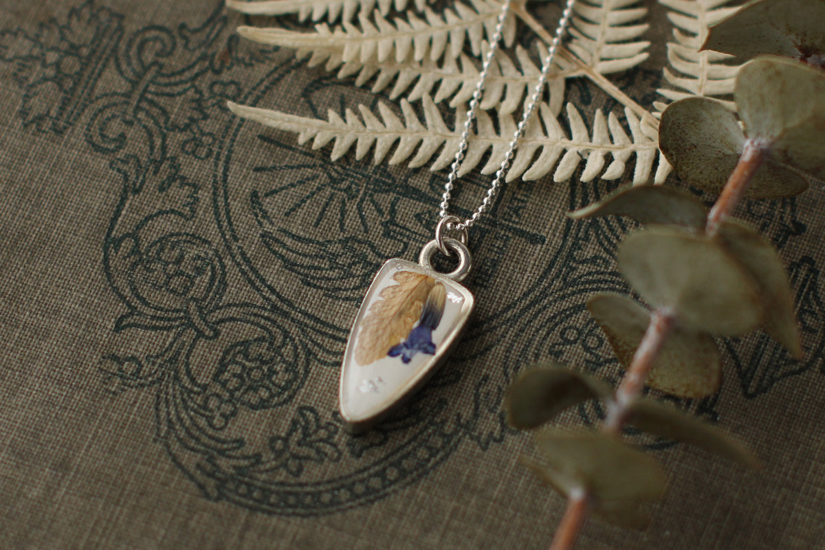 Silver Fern and Lavender Necklace