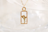 Gold Mini Rectangle Necklace with Solidago