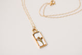 Gold Mini Rectangle Necklace with Solidago