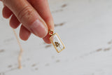 Gold Mini Rectangle Necklace with Solidago