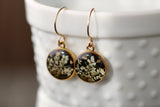 Black and Gold Flower Circle Earrings