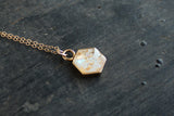 Gold and White Mini Hexagon Necklace
