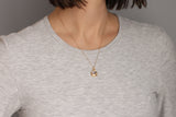 Mini Gold Split Circle Necklace with Flower Petals