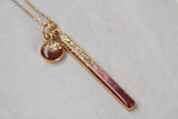 Gold and Burgundy Long Sparkly Bar Necklace