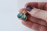 Teal Shimmer Gold Teardrop Earrings
