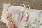 Pink and Silver Shimmer Rectangle Dangle Earrings | Modern Resin and Clay Handmade Earrings