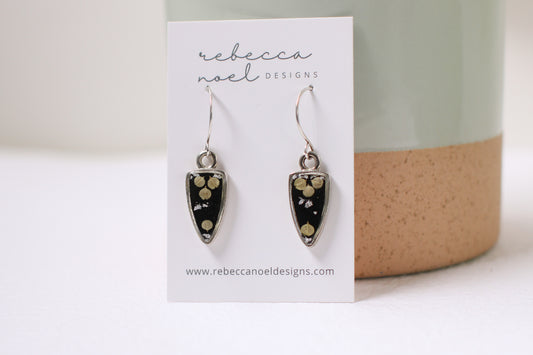 Silver and Black Arrowhead Earrings with Seed Pods