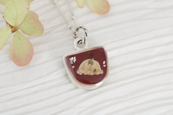 Burgundy and Silver Lily of the Valley Necklace