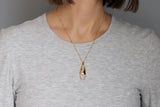 Gold and Black Fern Split Oval Necklace