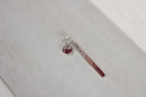 Silver and Burgundy Long Sparkly Bar Necklace