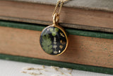 Gold Circle Necklace Black with Plants