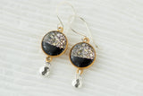 Two tone glitter clay and resin dangle earrings