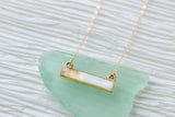 Gold and White Shimmer Bar Necklace