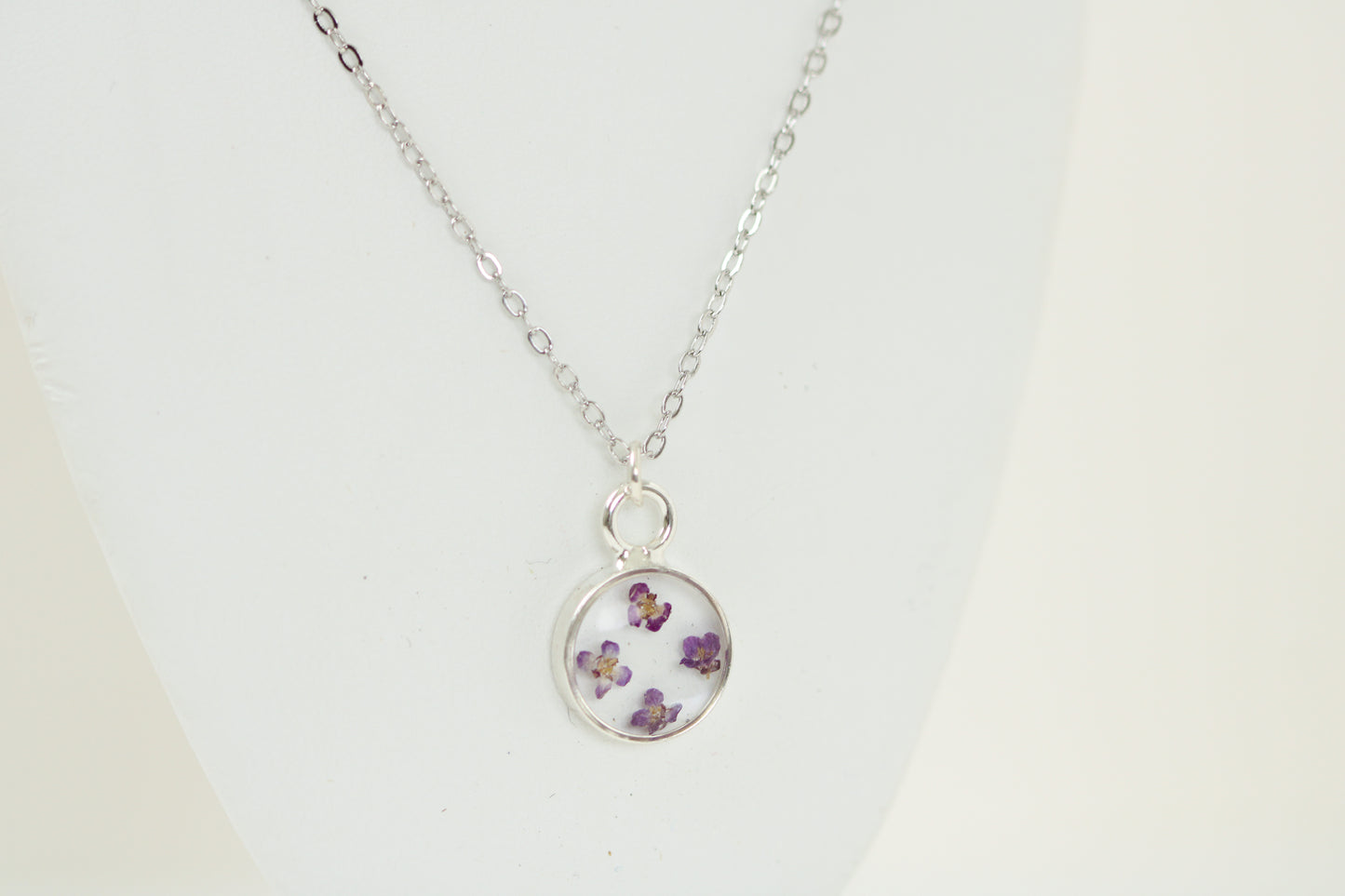 Custom Silver Preservation Mini Necklace -- Choose Your Shape-- | Handmade Custom Resin Jewelry with your Flowers, Ashes, Pet Hair