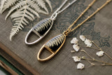 Gold and Black Fern Split Oval Necklace