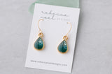 Teal Shimmer Gold Teardrop Earrings