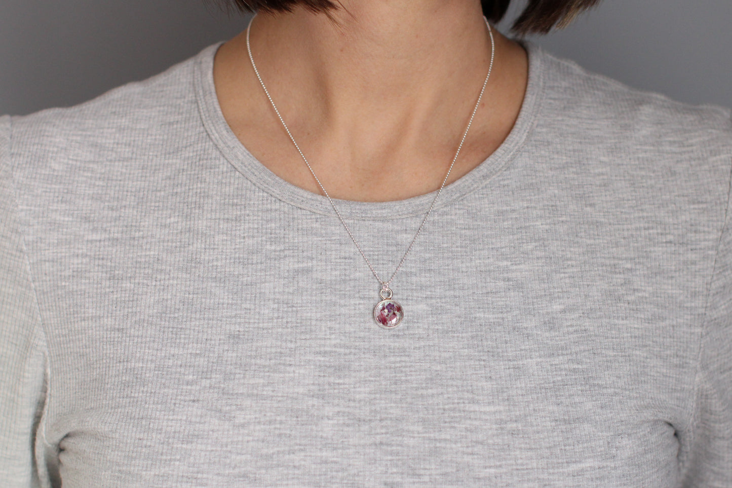 Custom Silver Preservation Mini Necklace -- Choose Your Shape-- | Handmade Custom Resin Jewelry with your Flowers, Ashes, Pet Hair
