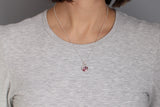 Pink Flower Mix Mini Charm Necklace in Silver