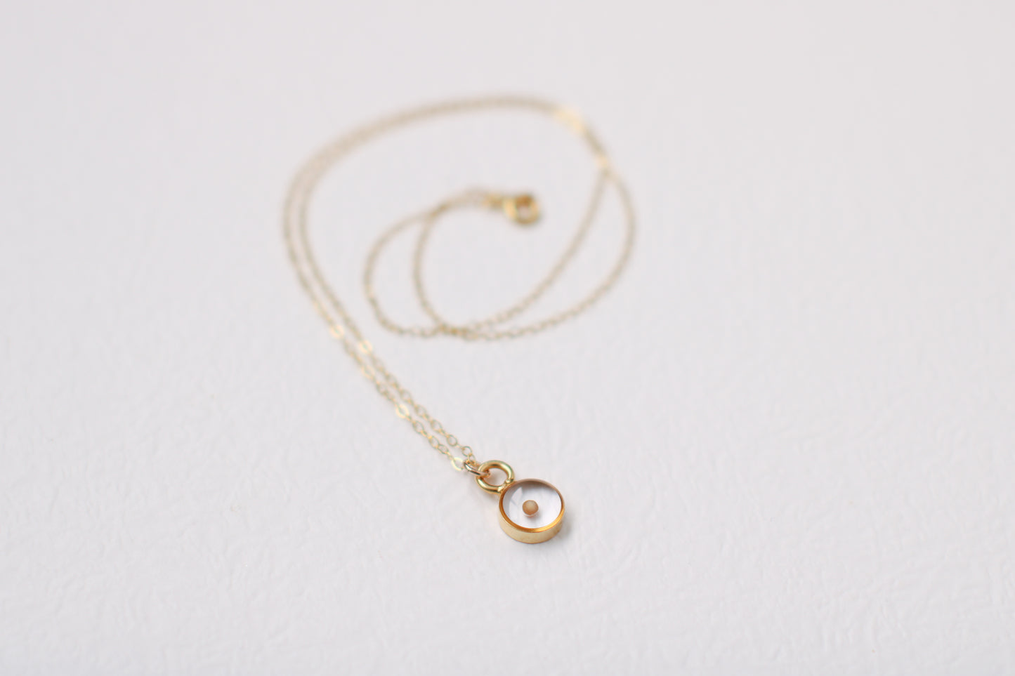 Tiny Circle Mustard Seed Necklace in Silver or Gold - Handmade Resin Necklace - Christian Jewelry