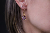 Purple Alyssum Gold Circle Earrings