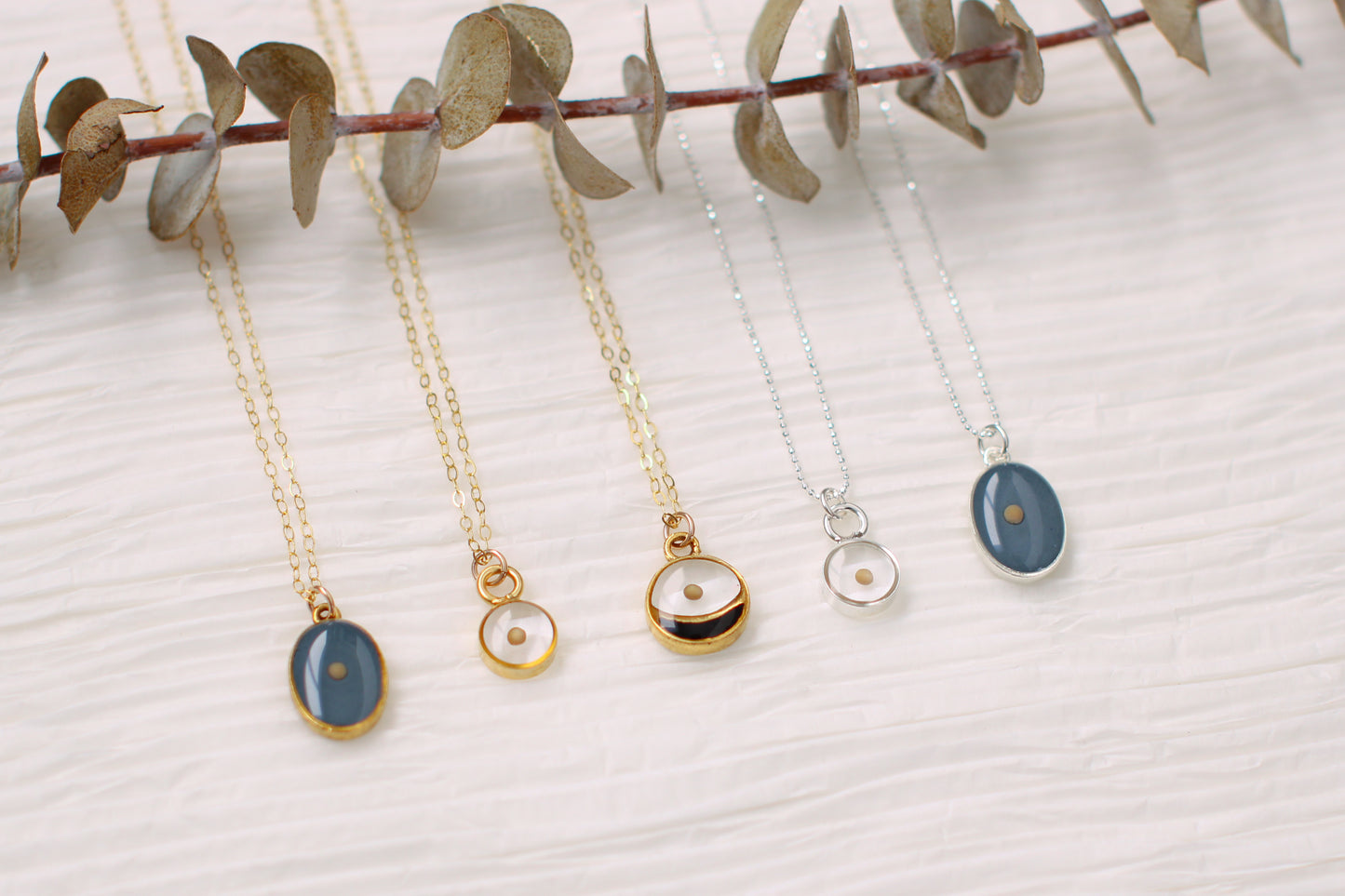 Tiny Circle Mustard Seed Necklace in Silver or Gold - Handmade Resin Necklace - Christian Jewelry