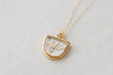 Queen Anne’s Lace Half Oval Necklace in Gold