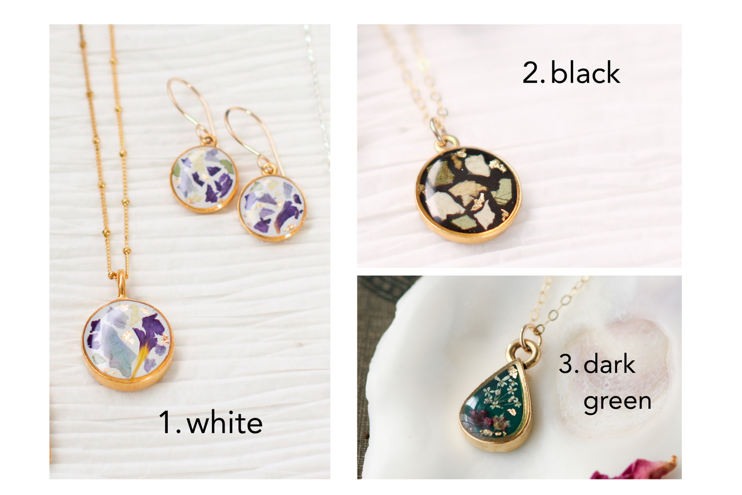 Custom Gold Preservation Mini Necklace -- Choose Your Shape-- | Handmade Custom Resin Jewelry with your Flowers, Ashes, Pet Hair