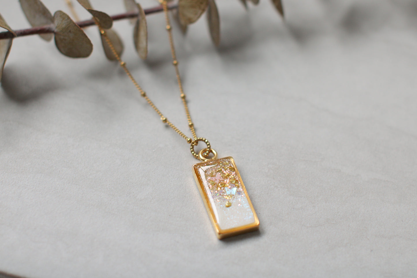 Gold Butterfly and Opal Pendant Necklace