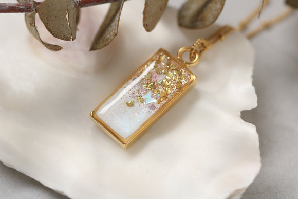Gold Butterfly and Opal Pendant Necklace