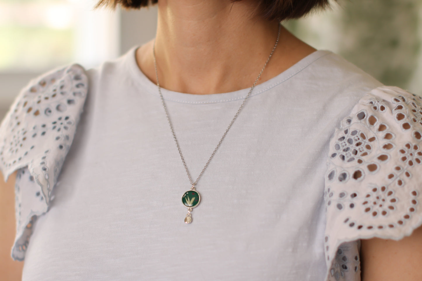 Custom Silver Preservation Necklace --Choose Your Specialty Shape-- | Handmade Resin Custom Preservation Jewelry from your Flowers, Ashes, Pet Hair