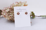 Burgundy and Gold Glitter Stud Earrings