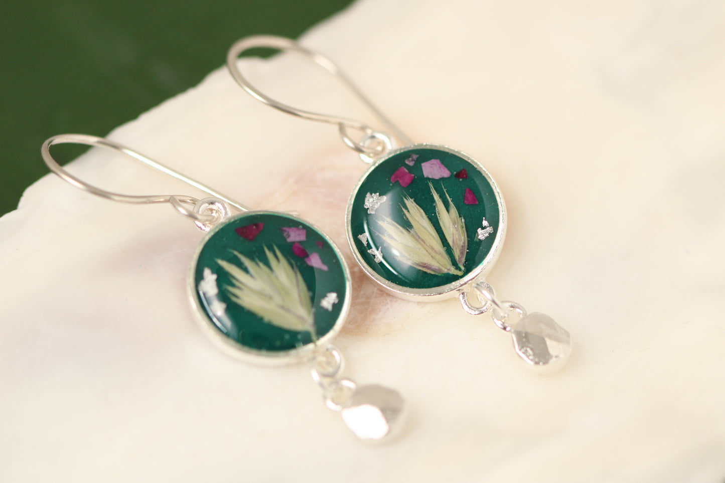 Custom Silver Preservation Earrings -- Choose Your Shape -- | Handmade Custom Resin Jewelry with your Flowers, Ashes, Pet Hair