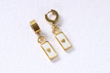 Gold and White Clutch Hoop Earrings with Tiny Flower | Handmade Resin and Flower Earrings