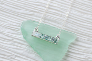 Aqua and Silver Sparkly Bar Necklace