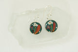 Green and Silver Botanical Floral Circle Earrings | Handmade Resin and Flower Earrings