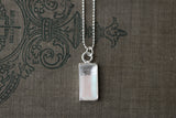 Silver and Iridescent White Mini Rectangle Necklace