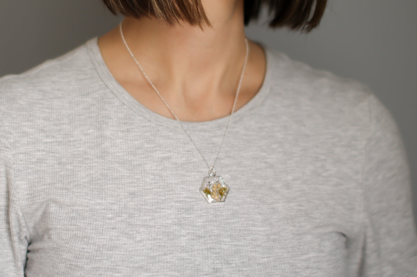 Custom Silver Preservation Necklace --Choose Your Specialty Shape-- | Handmade Resin Custom Preservation Jewelry from your Flowers, Ashes, Pet Hair