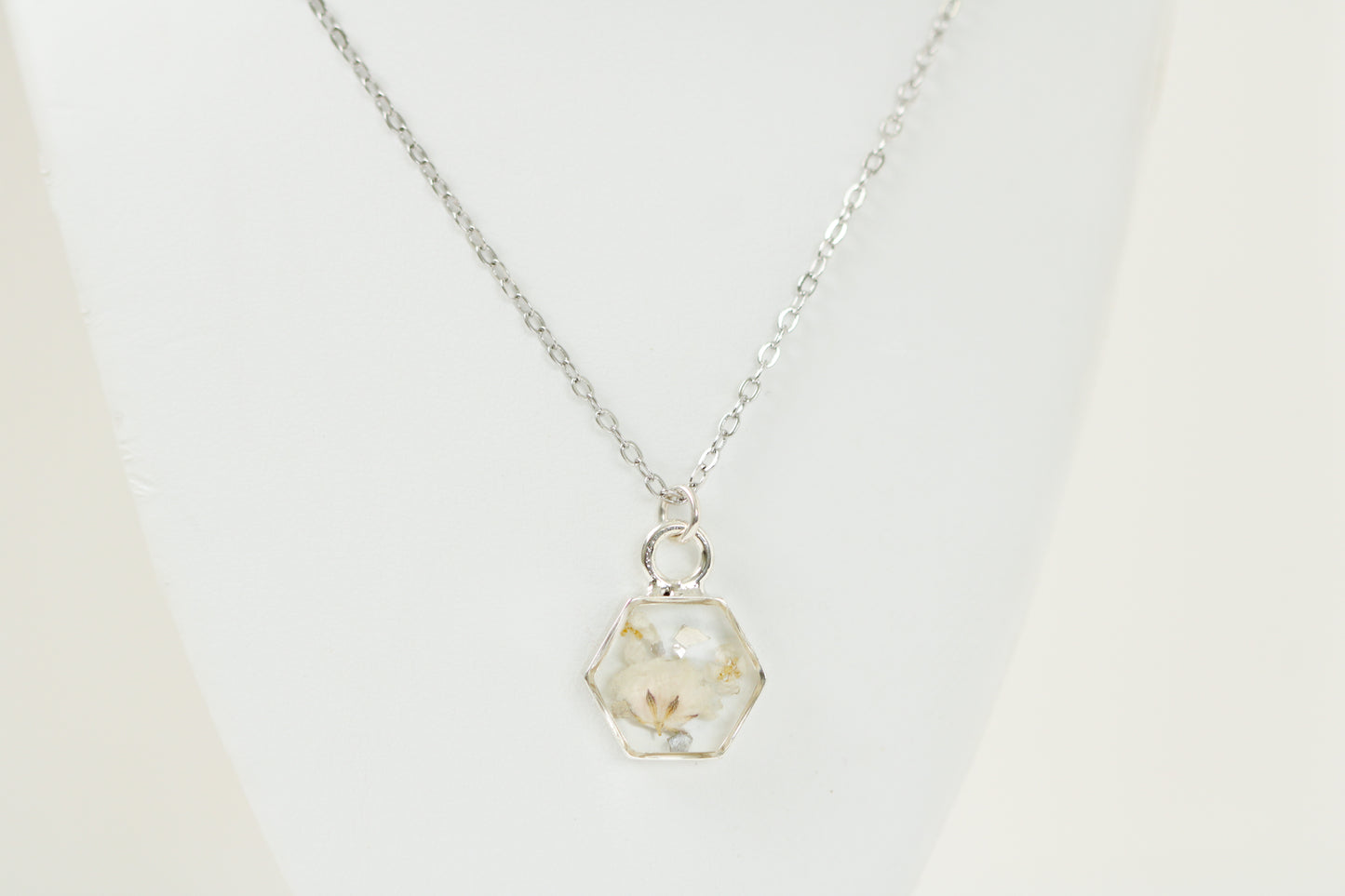 Custom Silver Preservation Mini Necklace -- Choose Your Shape-- | Handmade Custom Resin Jewelry with your Flowers, Ashes, Pet Hair