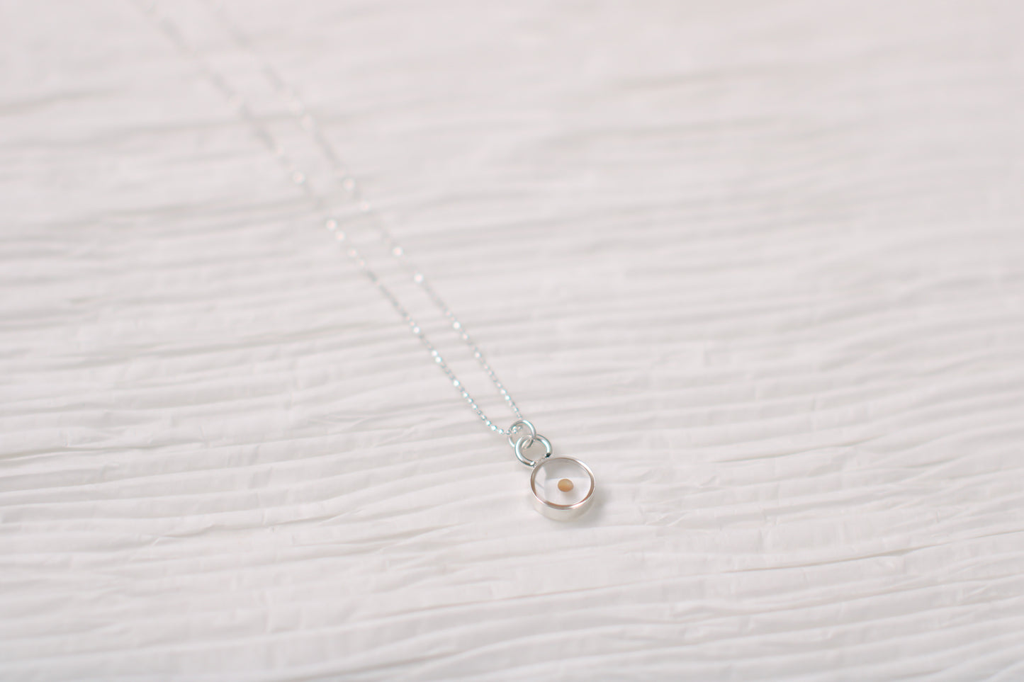 Tiny Circle Mustard Seed Necklace in Silver or Gold - Handmade Resin Necklace - Christian Jewelry