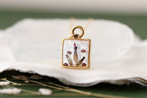 Lavender Sparkly Mini Square Necklace in Gold