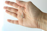 Mini Hexagon Necklace with Pink Flowers in Silver