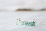 Aqua and Silver Sparkly Bar Necklace