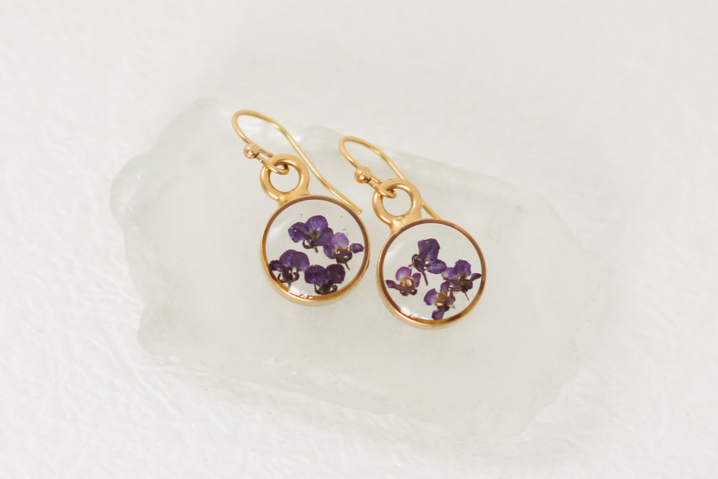 Custom Gold Preservation Earrings -- Choose Your Shape -- | Handmade Custom Resin Jewelry with your Flowers, Ashes, Pet Hair