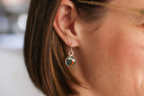 Green and Silver Botanical Floral Circle Earrings | Handmade Resin and Flower Earrings
