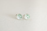 Silver and Aqua Shimmer Stud Earrings