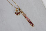 Gold and Burgundy Long Sparkly Bar Necklace