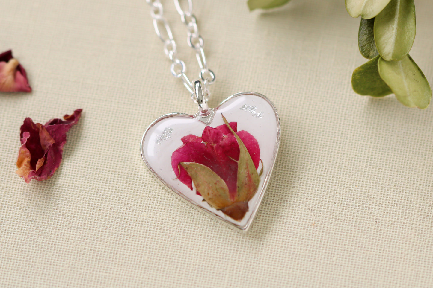 Custom Silver Preservation Necklace --Choose Your Specialty Shape-- | Handmade Resin Custom Preservation Jewelry from your Flowers, Ashes, Pet Hair