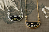 Dried Plants Black and Gold Half Moon Necklace