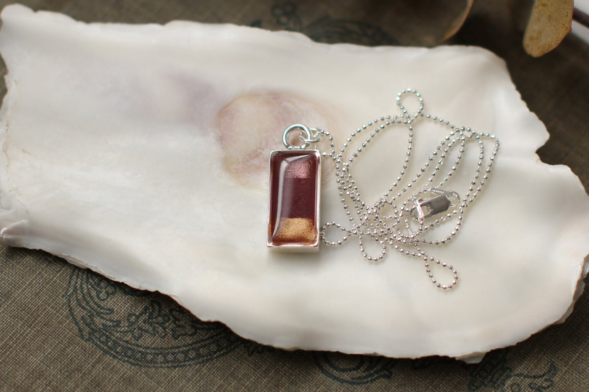 Burgundy and Silver Sunset Shimmer Necklace